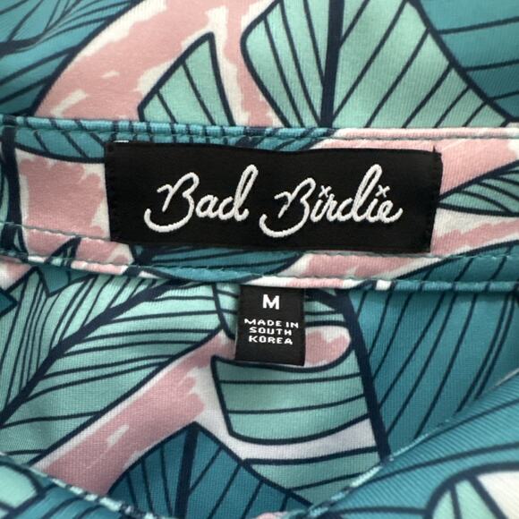 Bad Birdie Polo Shirt Medium Floral Hawaiian Performance Golf Leaves Aloha - Picture 3 of 10